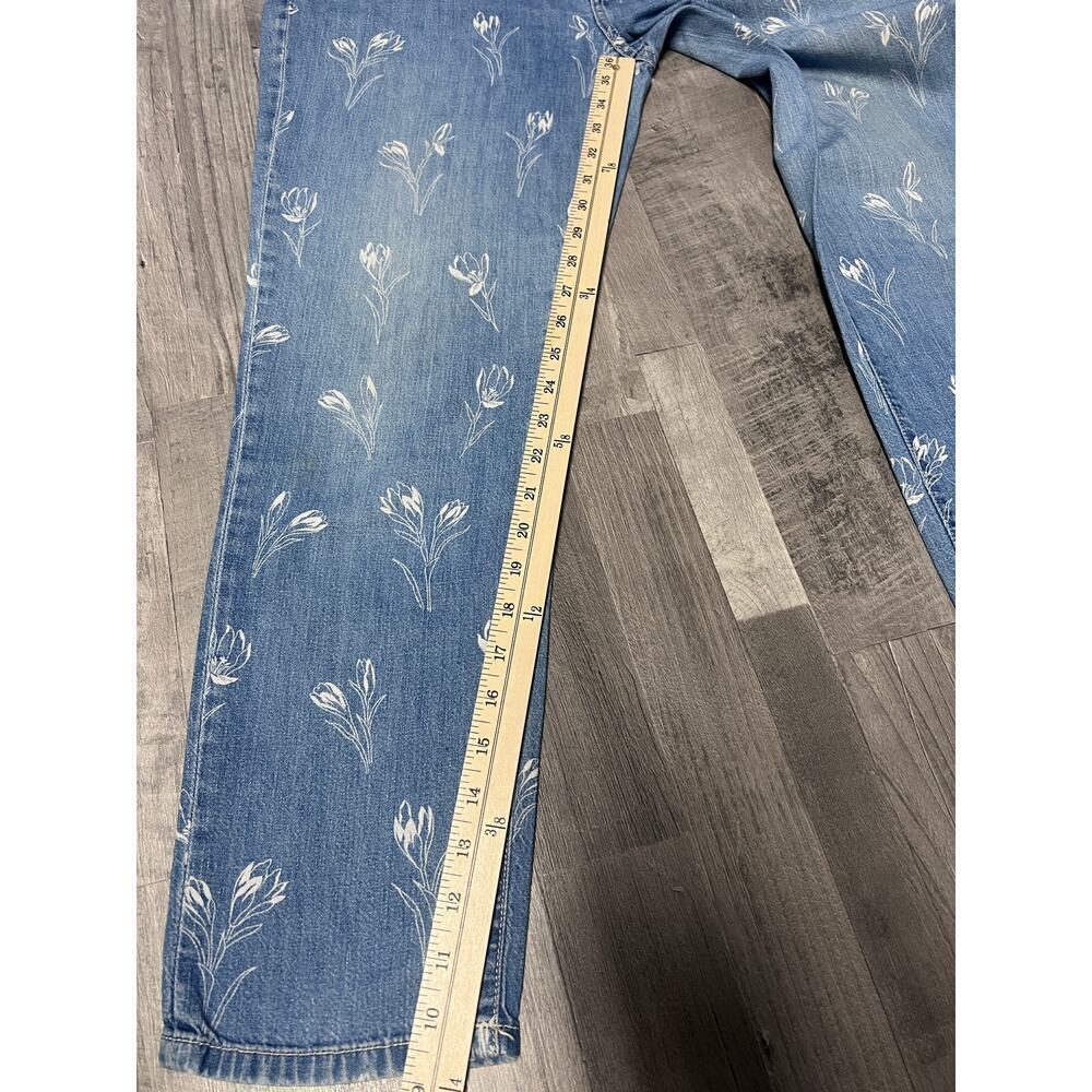 Current/Elliott Floral Print Jeans Women 29 Blue Straight Leg High Rise Designer - Picture 4 of 7